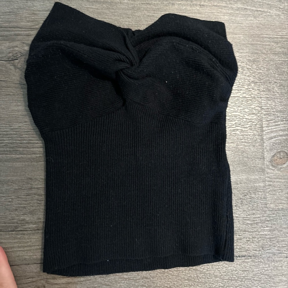 Black Knit Sweater Tube Top Strapless